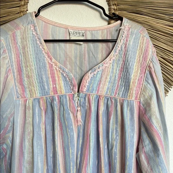 Pink and Blue Striped Pajama Set with V-Neck - Picture 3 of 11